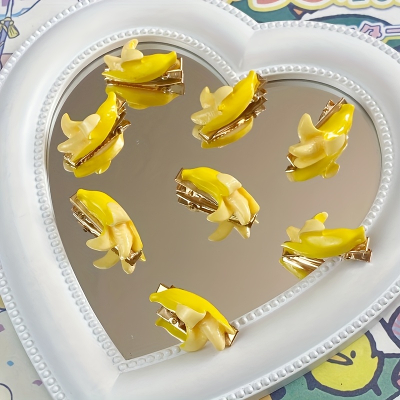 

5pcs Cute Banana Hair Clips Set - Fun Cartoon Design, Plastic, Valentine's Day & Casual Attire