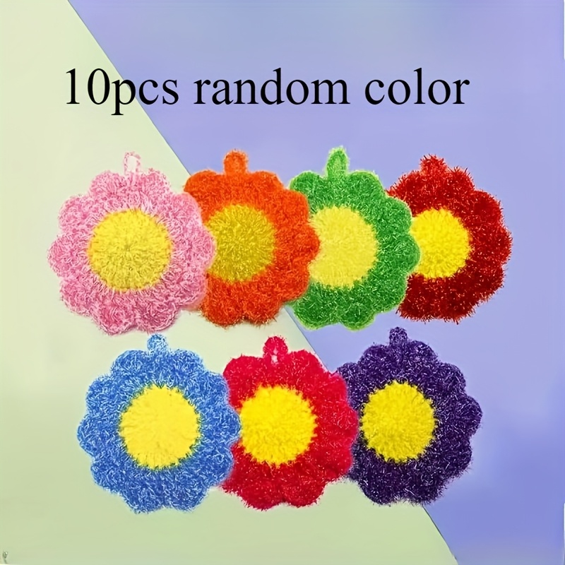 TEMU 10pcs Set Of Colorful Sunflower Dish Brushes, Non-scratching To Pot Bottom, Decorative Sponge, Suitable For Pots, Frying Pans, And Kitchenware -