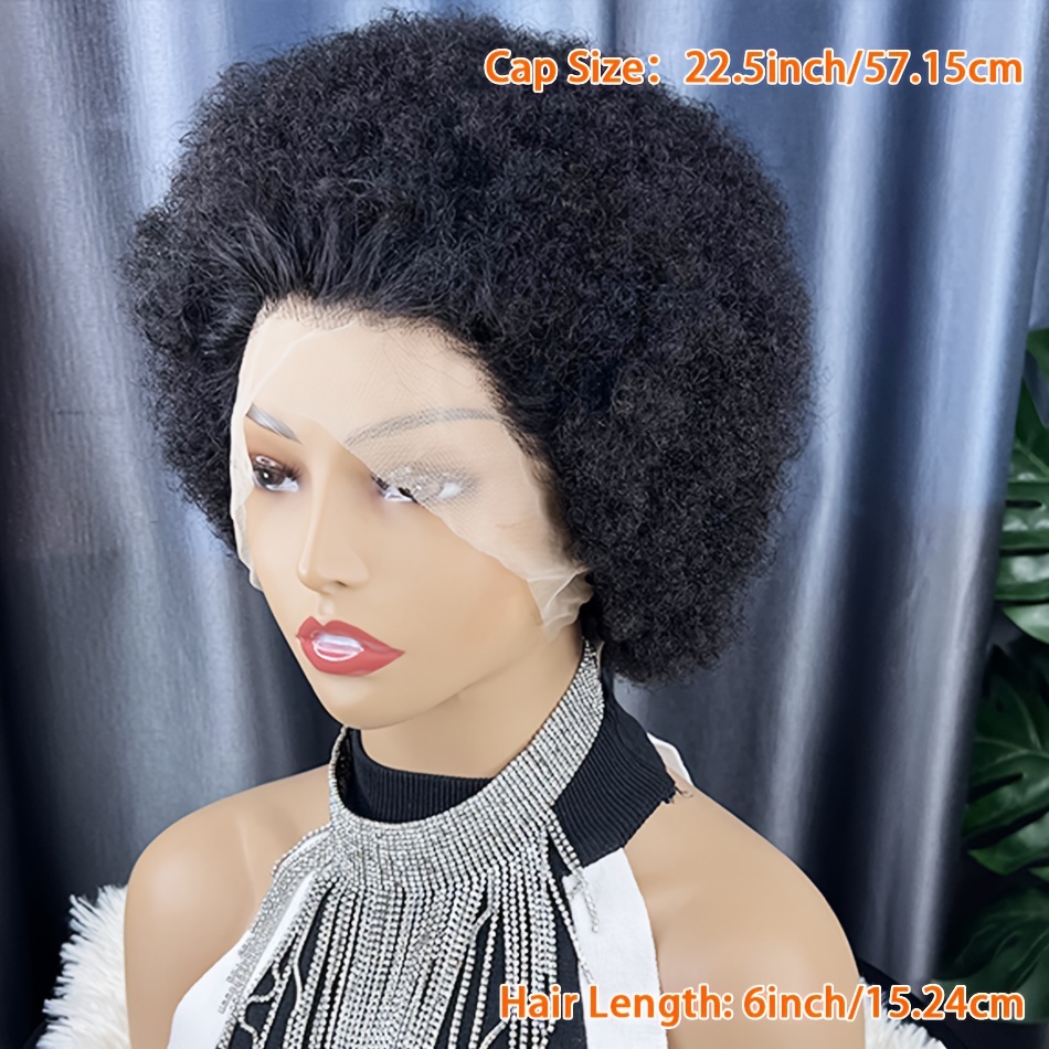 200% density afro lace front wig human hair 13x4 - Temu