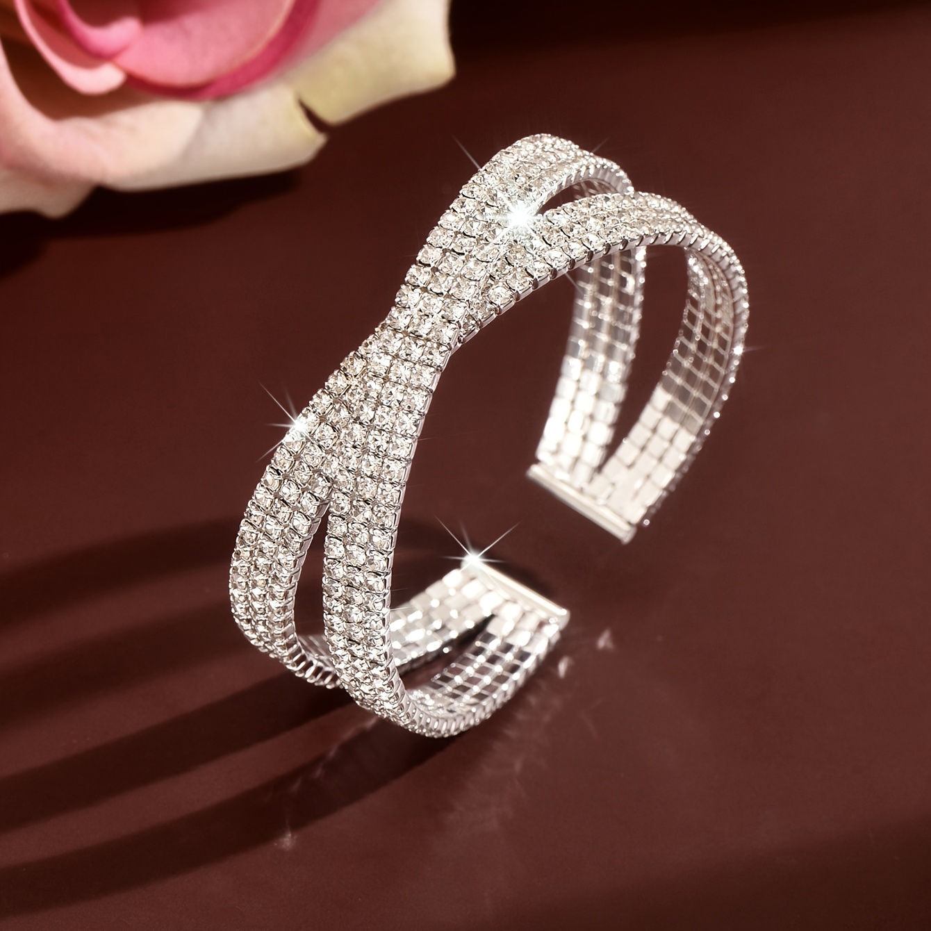 Women's Multi-Layer Cross-Open Bangle, X-Shaped Bracelet