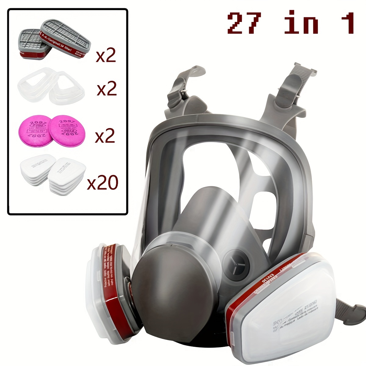 Full Face Respirator Mask With Filters 17 In1 6800 Reusable Respirator Paint Spray Dust Shield Cover Mask Ideal For Painting Spray Epoxy Resin Car Spraying Dust Polishing Welding Sanding | Buy Now