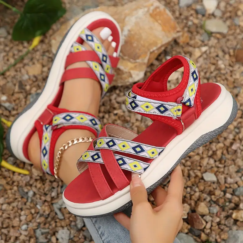 womens summer casual platform wedges open toe cross strap sandals with closure man made upper inner rubber sole heel with north america european special from details 5