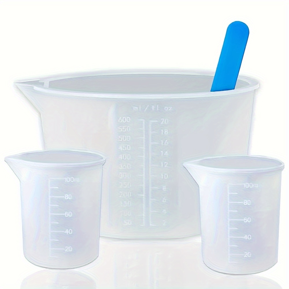 

Silicone Measuring Cups, Resin Supplies With 600ml/20oz&100ml Thickening&polishing Resin Mixing Cups, Easy To Clean, Silicone Stir Sticks, Silicone Cups For Epoxy Resin Mixing