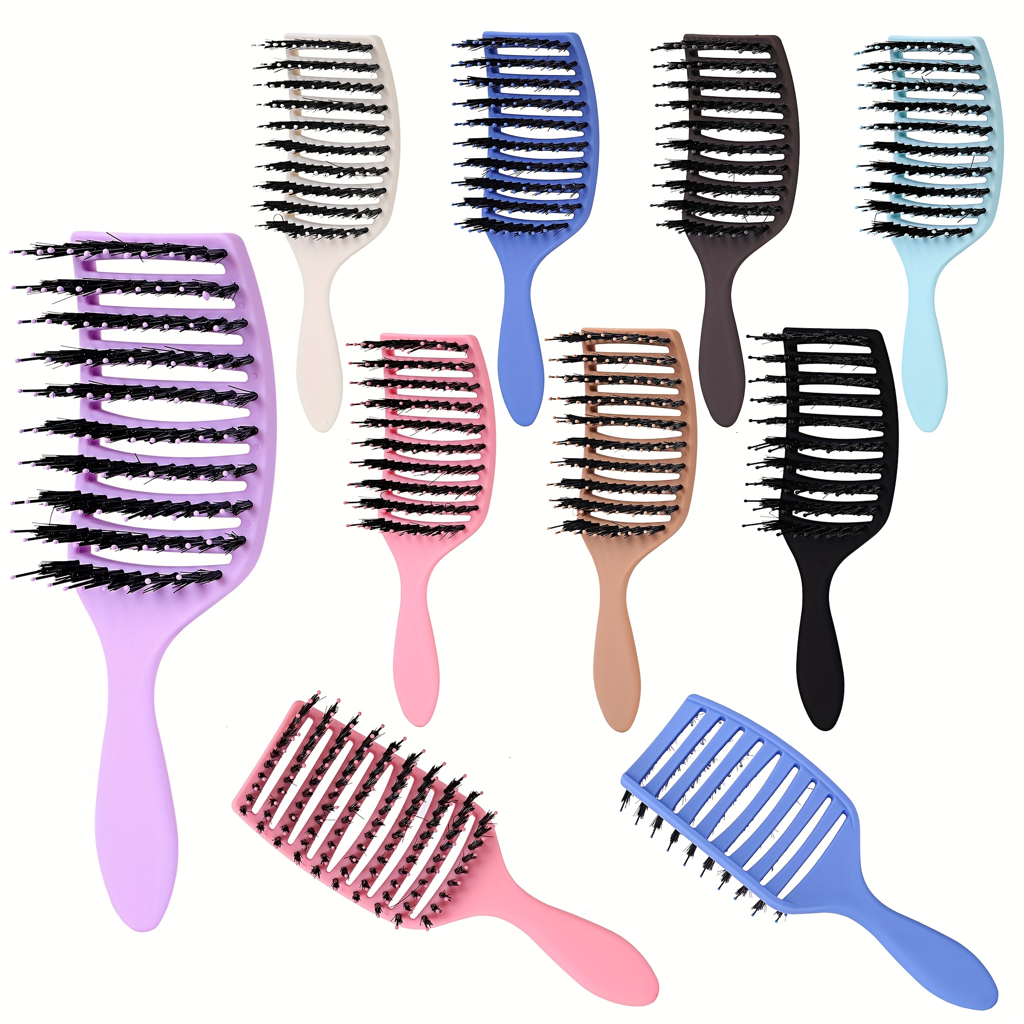 

1 Small Size Curved Hollow Comb Hair Brush, Abs Plastic Handle, Fluffy Hair Dry And , Suitable For Ordinary Hair, Portable Comb