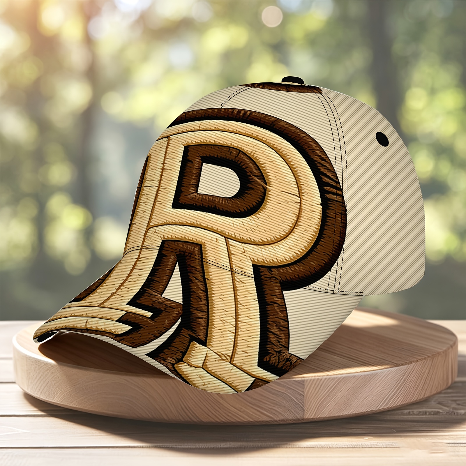 TEMU Casquette de baseball décontractée à visière avec imprimé lettre R vintage pour un style de rue et d'extérieur
