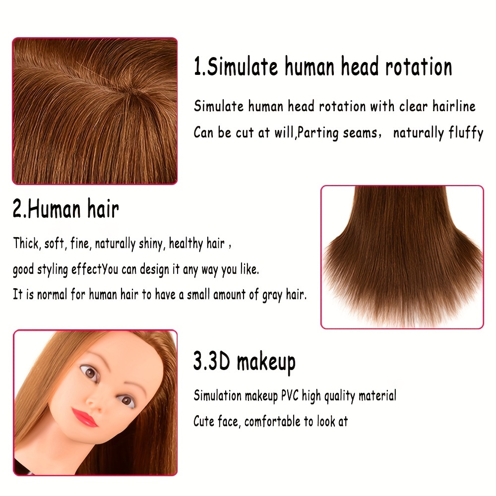 100% Human Hair Apprentice Barber Doll Head Hairdressing - Temu