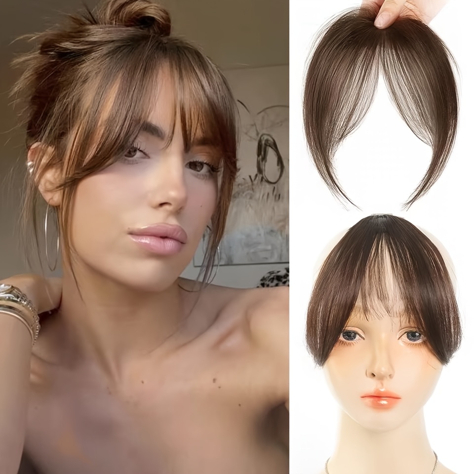 mothers day gift for mom invisible clip on curtain bangs heat resistant synthetic fiber face framing layered fringe   on hairstyle   enhancer reusable hairpiece details 1