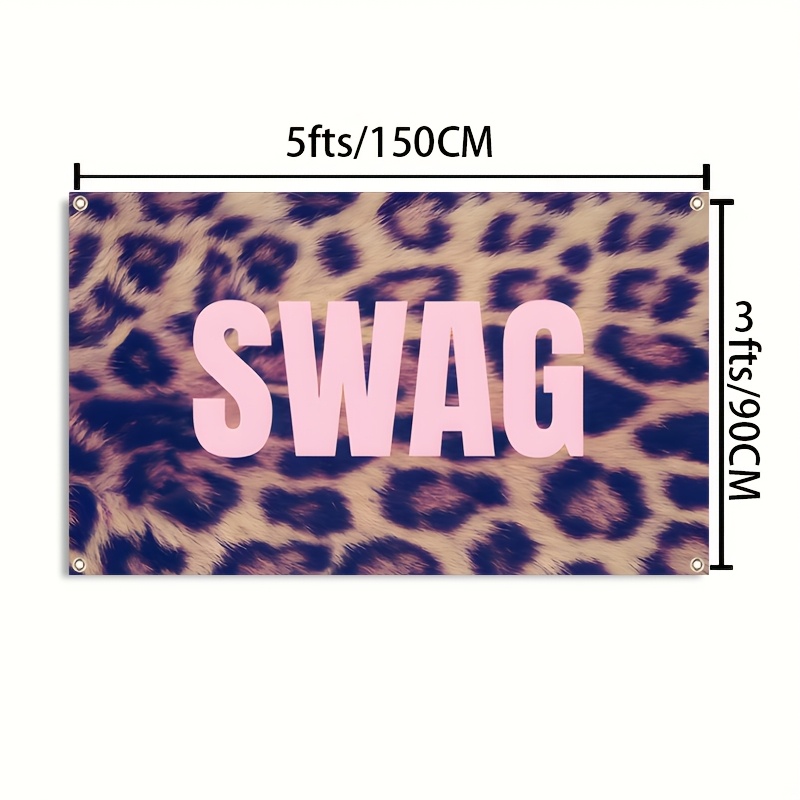 TEMU 1pc Leopard Animal Print Wall Flag, 3x5fts 2x3fts Slogan Decor Wall Hanging, Y2k Aesthetic Polyester Flag For Bedroom Dorm Room Decor, Brass