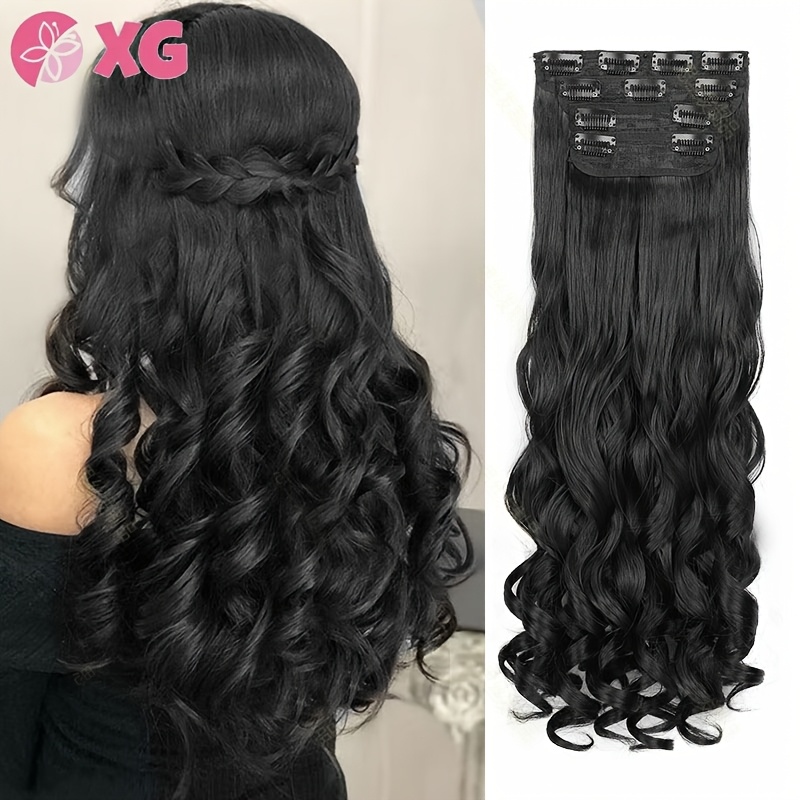 TEMU 4pcs Wig Set For European And American Women's Synthetic Hair Extensions Princess Curls Long Curly Hair Roman Curls Wigretro Style For Women