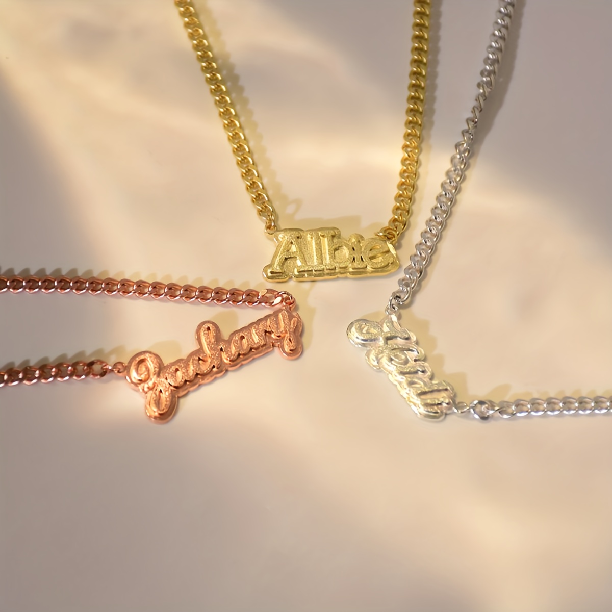 Personalized Handwritten Name Necklace with 18K Golden Plated Cuban Chain