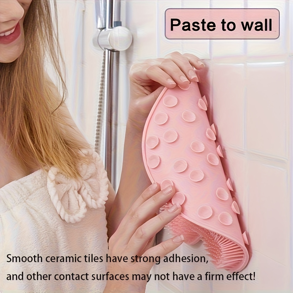 1pc silicone shower   scrub back exfoliator wall mounted bath brush with suction cup no battery electricity free hygienic   for full body   cleaning remover for sensitive light beige family bathroom essential unscented Product details 2