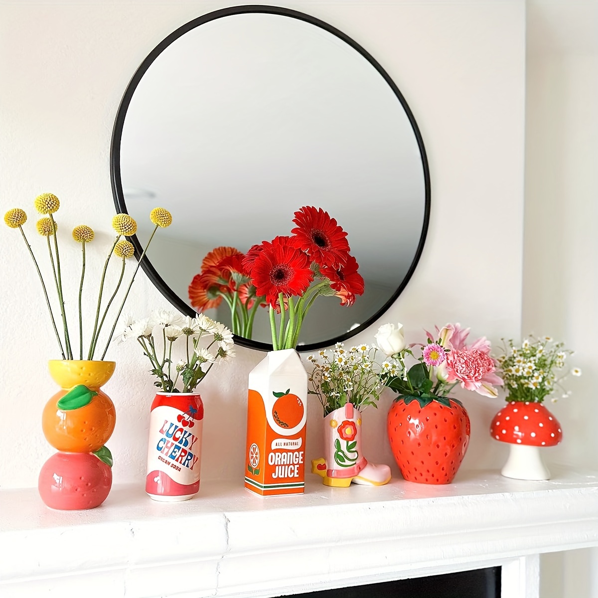 Vintage Flower Vase Orange Juice Pattern Vase Inspired - Temu