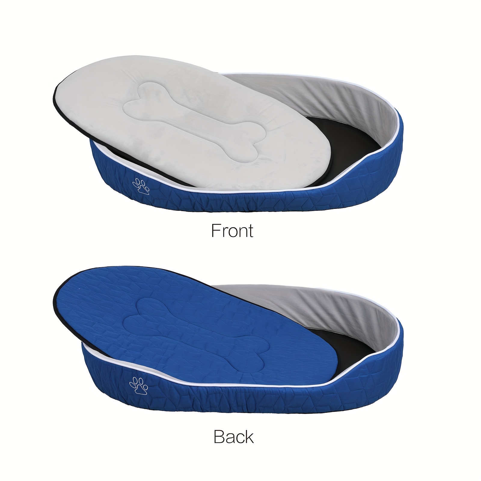 luxurious royal blue plush dog bed mat reversible     with non slip bottom quilted design for small to medium breeds oval shaped pet nest pad large dog bed Product details 2