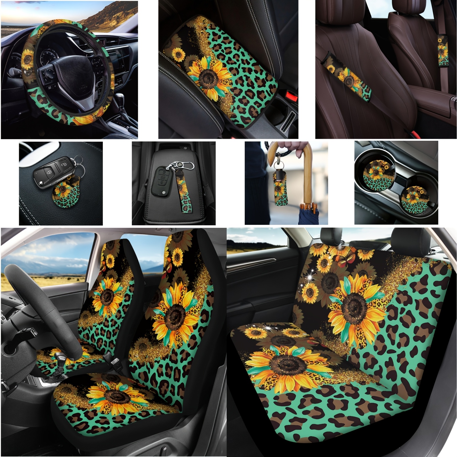 13pcs aztec sunflower car accessory kit soft polyester seat Temu