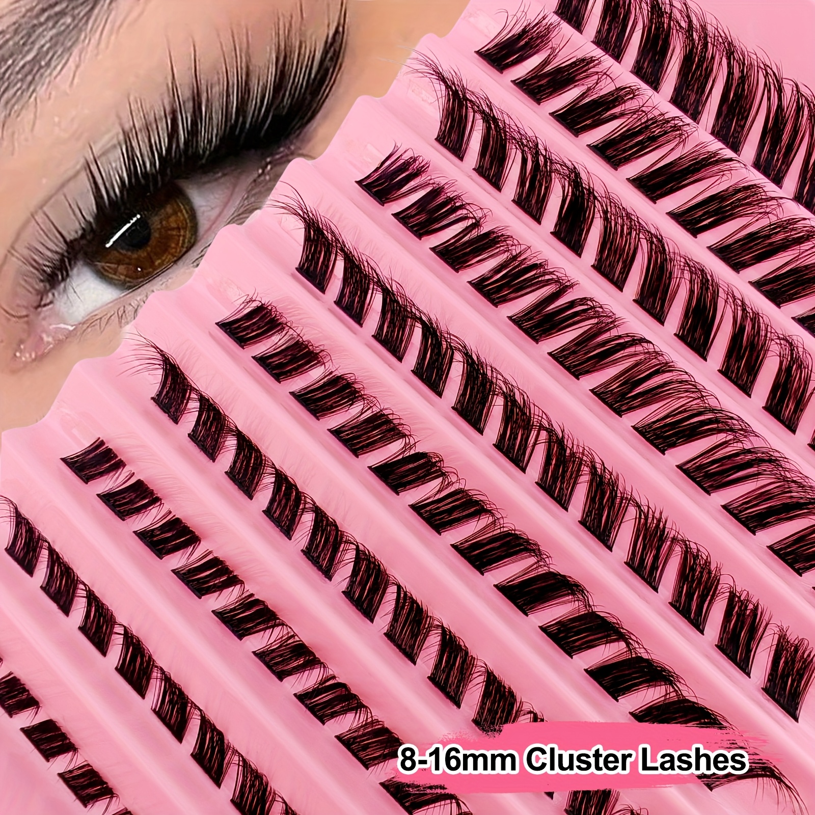 120-cluster Mixed Length (8-16mm) Eyelash Clusters, Tail Extension, Thick, Fluffy, , Mink-like Eyelash Clusters