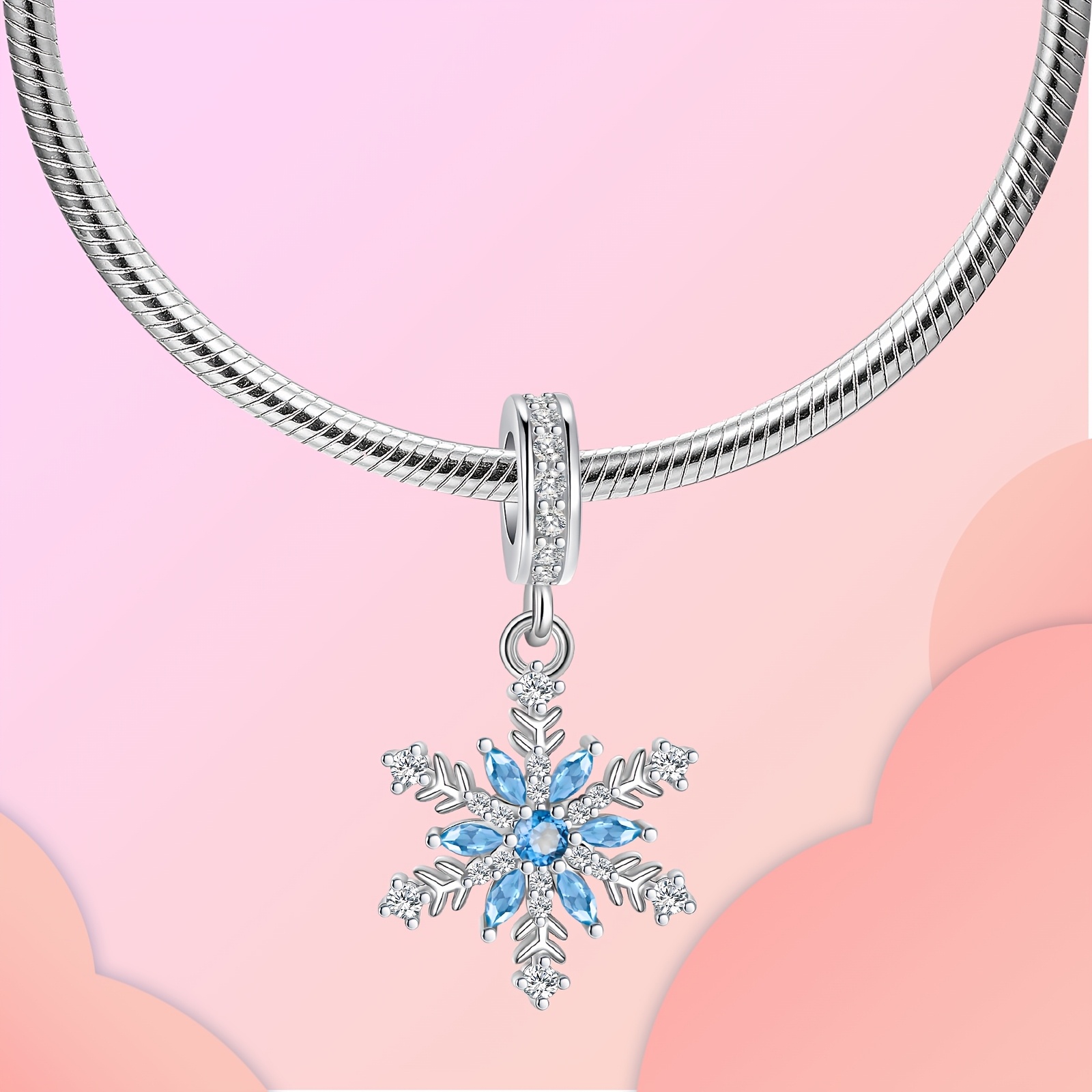 Blue Zirconia Snowflake Pendant Necklace
