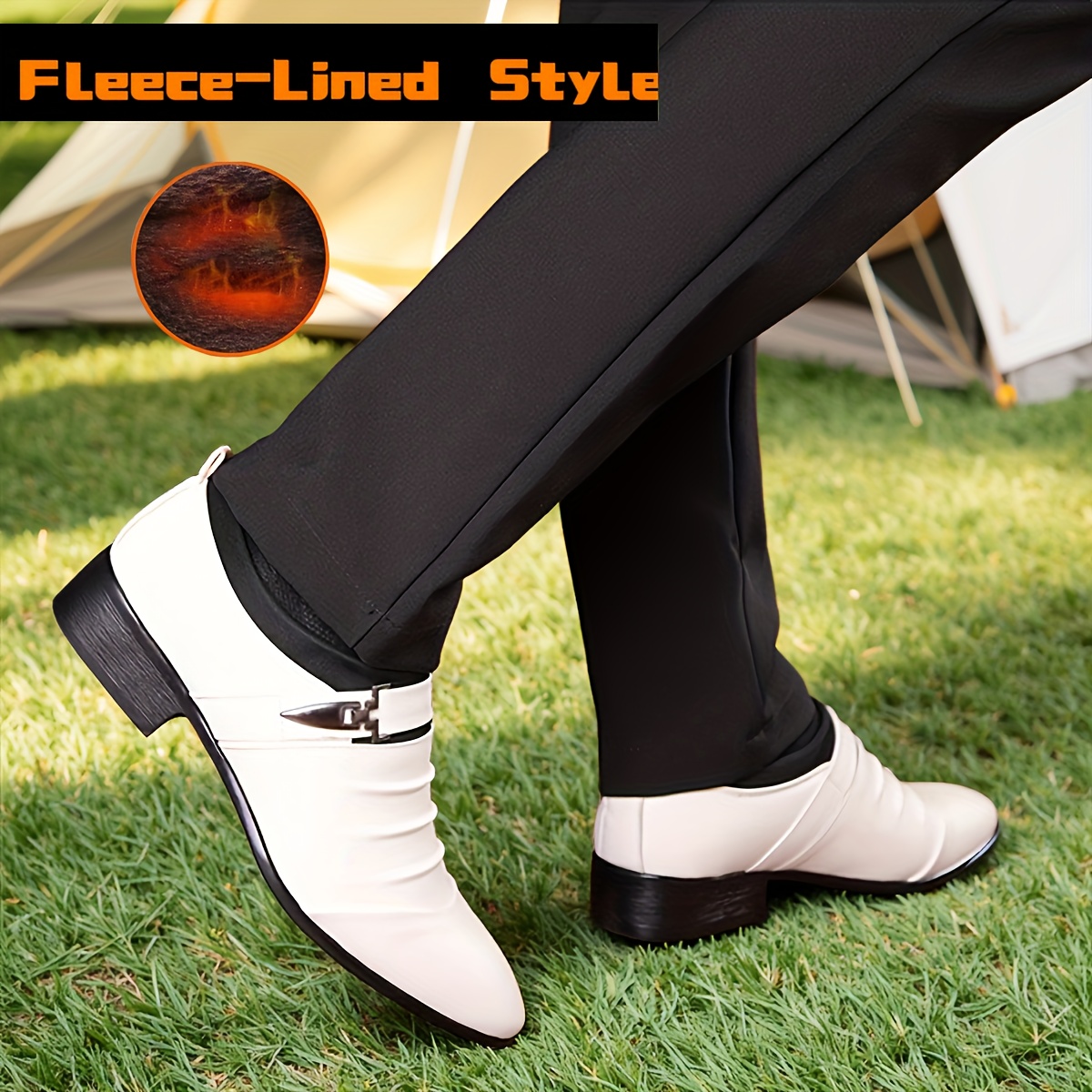 sachin and babi light blue dress Xuanhui Winter Warm Round Toe Daily Life Business Formal PU Leather Dress Shoes Oxford Loafer Shoes for Men main image 1