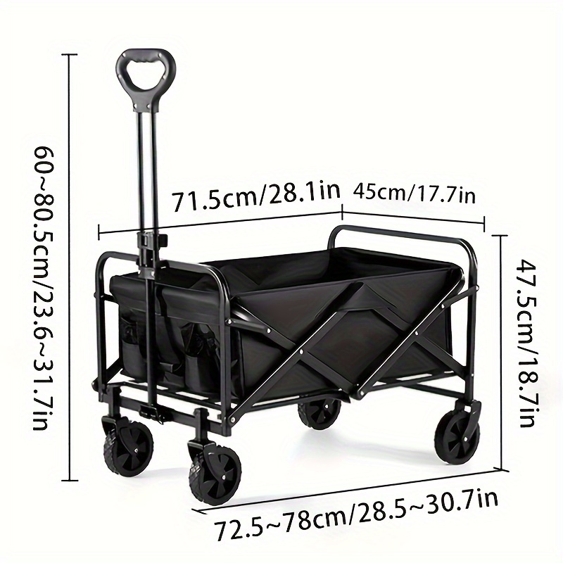 1pc heavy duty folding utility wagon collapsible garden cart with all terrain tires multipurpose for grocery camping garden beach no electricity needed no battery required details 2