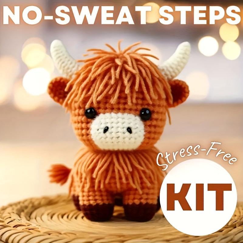 Häkel-Set Highland Cow Für Anfänger - 2 Süße Kühe Zum Selbermachen Für Kinder Ab 8 Jahren