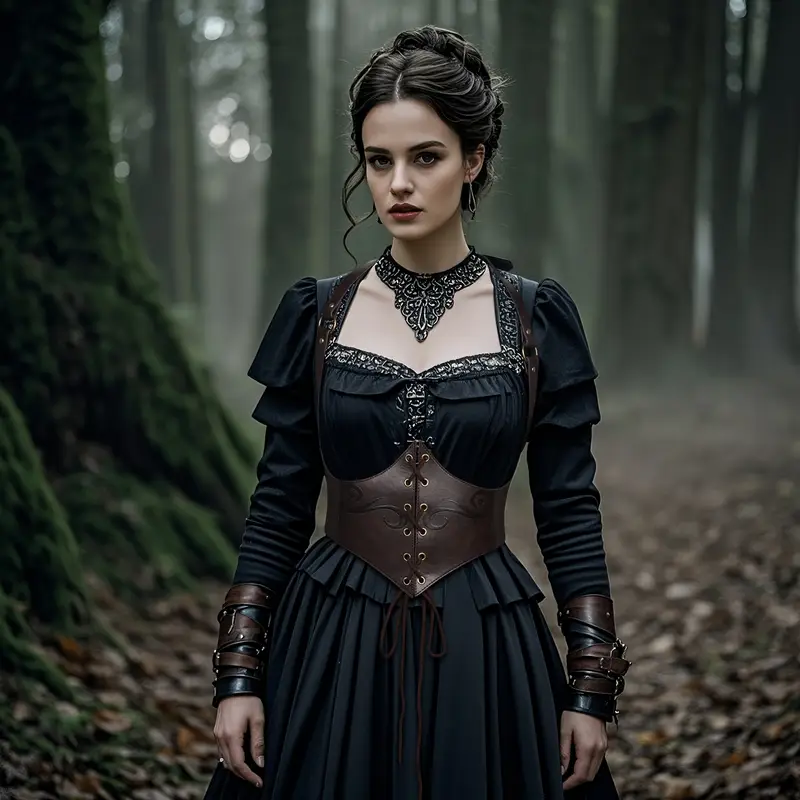 viking corset dress Black Viking Dress