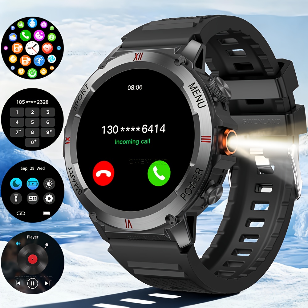 Image of Gwenland Sports Fitness Watch, 1.46-inch Full Touch Hd Screen, Wireless Calling, Music Control, Built-in Lighting, 100 , Weather Forecast, Sleep Monitoring, Fitness , Sports And Leisure Style
