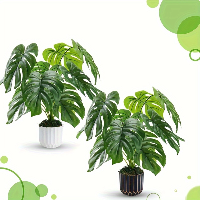 

2 Packs Fake Plants 19'' Diy Faux Monstera Artificial Floor Plants In Pots For Room Home Office Farmhouse Decor Indoor