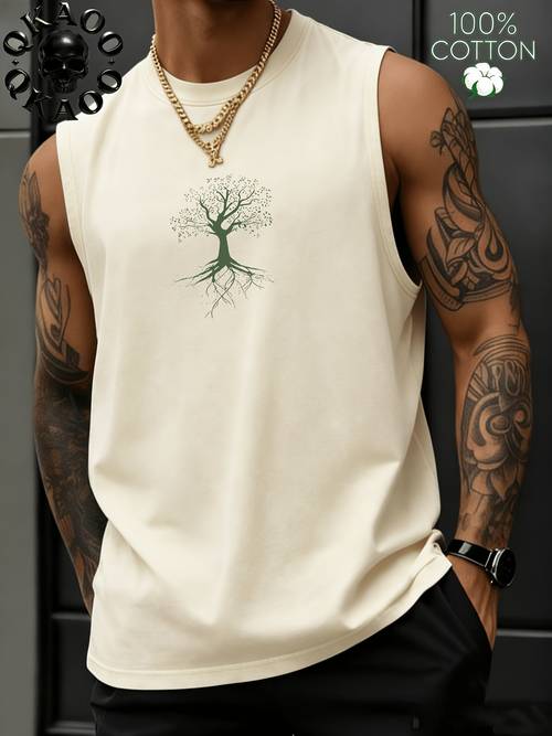 100 mens washed tank top with tree of stylish sleeveless tee for gym workouts a must have for man this