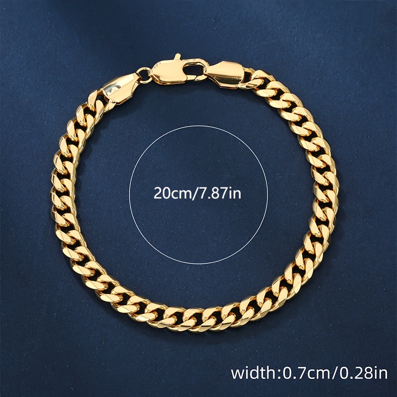 TEMU Luxurious 18k Gold-plated Copper Cuban Bracelet - Hip Hop Fashion, For Casual Attire &