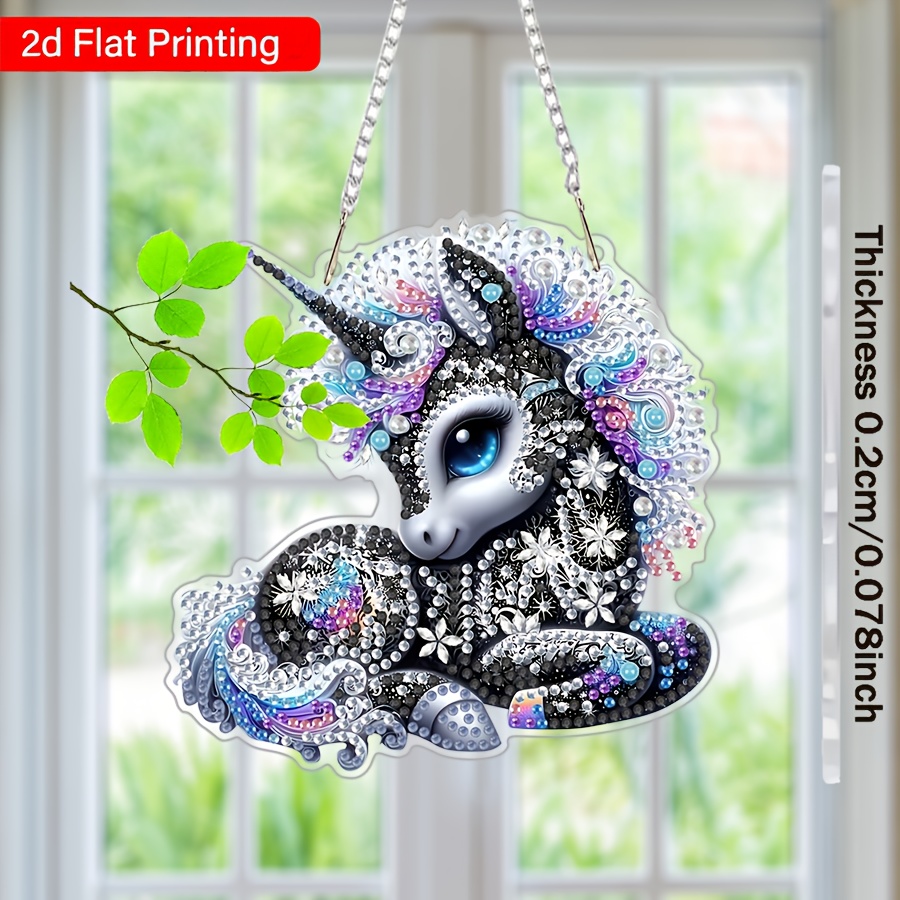 2d Acrylic Diamond Painting Kit, Cute Unicorn Design, Animal Theme Handmade Art, Suitable For Beginners And Adults, Home Window Decor Or Room Decoration, Ideal Gift For Women And Girlfriends, Flat 2d