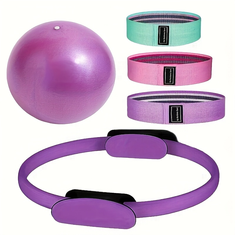 5pcs Pilates And Yoga Set, with Deformable * Ring, Double Handle, Mini Ball, 3 Elastic * Bands; Suitable for Fitness, Yoga And Home Exercise