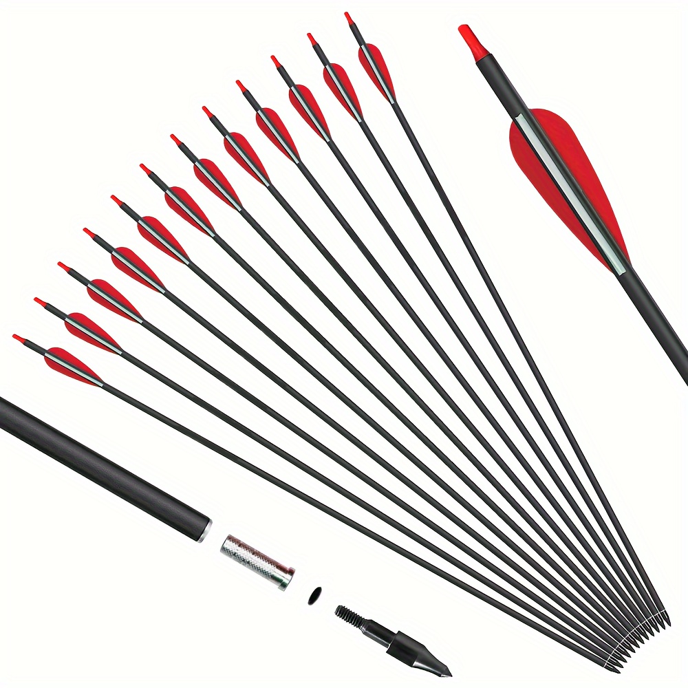 

7.8mm 31" Carbon Arrows For Compound And Recurve Bows With Removable Tip In