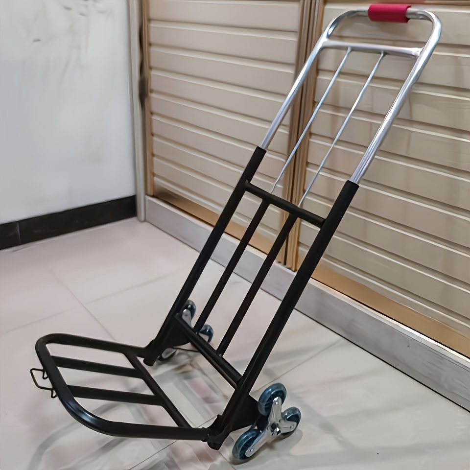 1pc heavy duty folding hand truck with stair climbing wheels compact folding cart capacity for grocery shopping saving design details 0