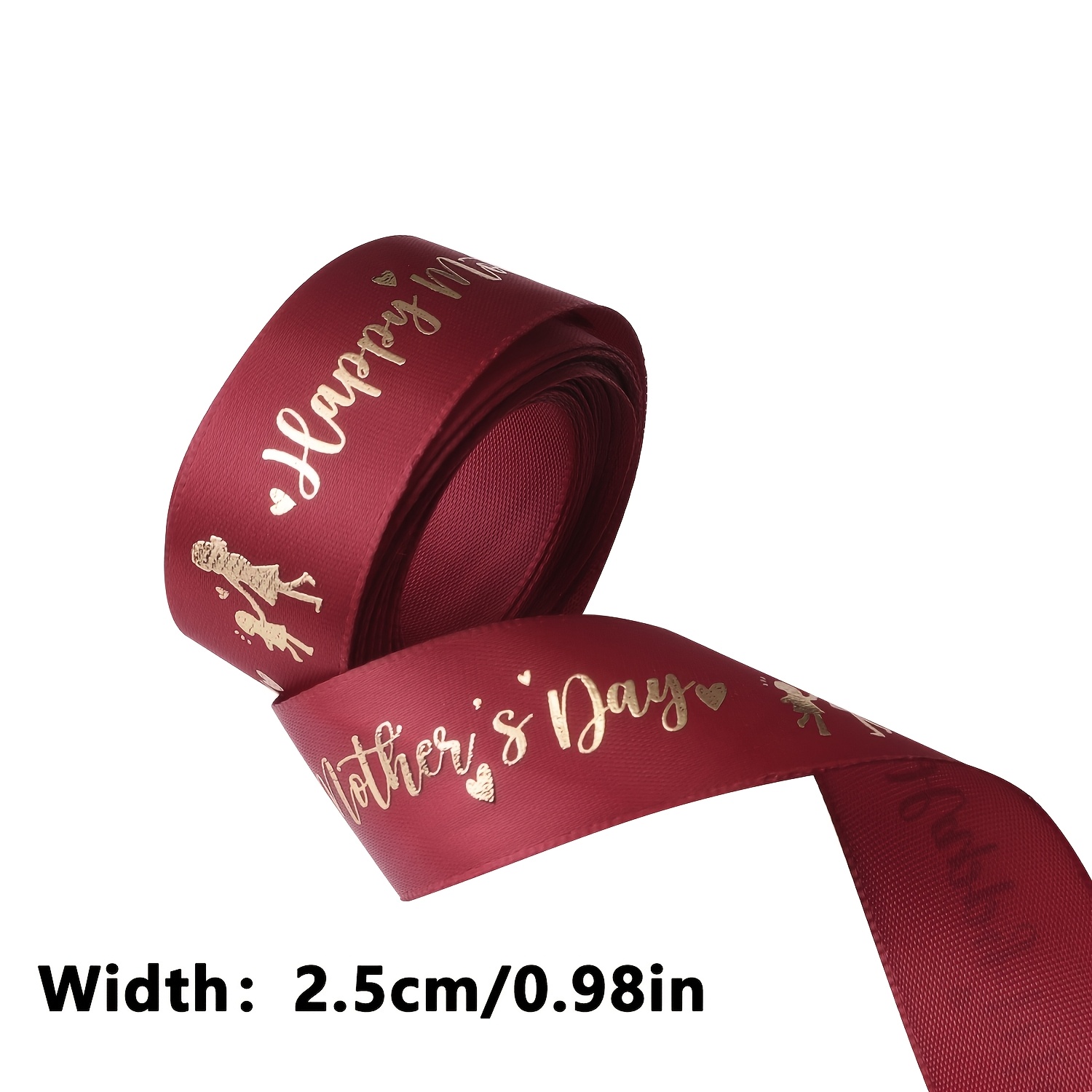 TEMU Ruban de 2 de long/25 mm de large en " Fête des Mères", ruban de gros-grain satiné pour emballage de cadeaux, bouquet, loisirs créatifs,