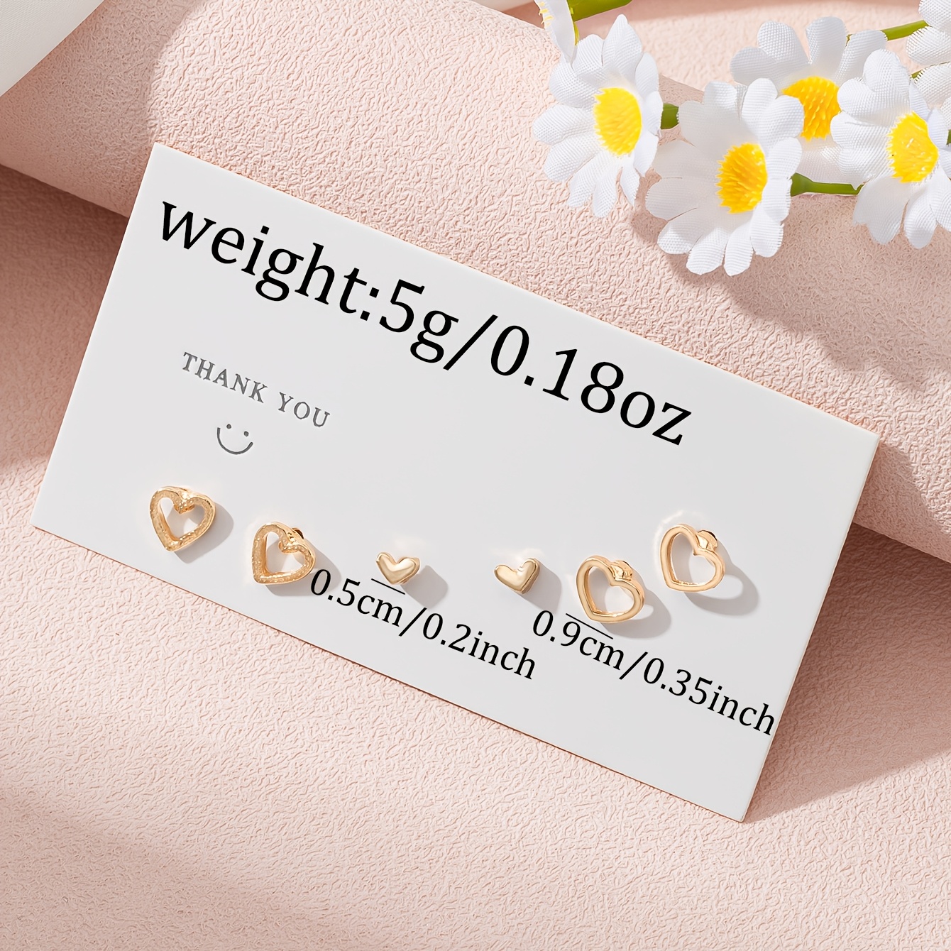 3 Pairs Heart-Shaped Combination Earrings Set