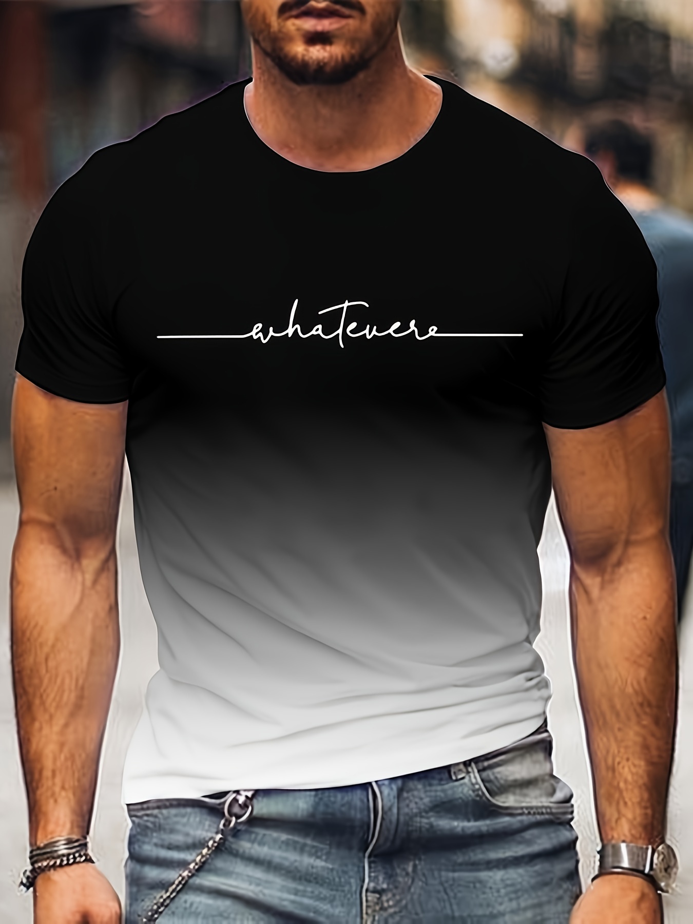 five dollar men's graphic t-shirt $5 long arrow design, loose