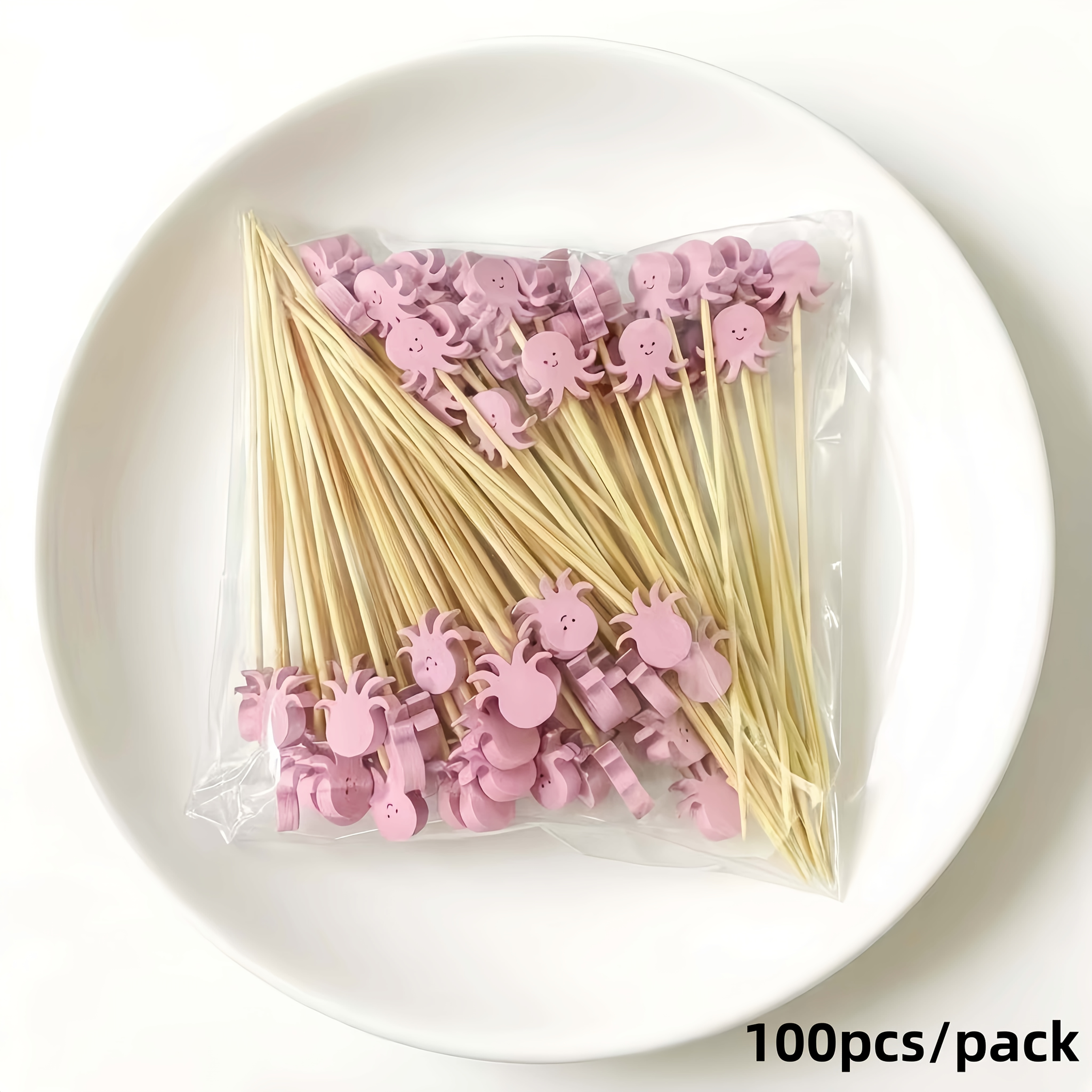 Image of 100pcs/pack The Creative, Fun And Cute Purple Octopus Disposable Decoration Is Suitable For Bars, Restaurants, Parties, Theme Parties, Desserts, Cakes, Roostertails, Snacks And Fruit Platters