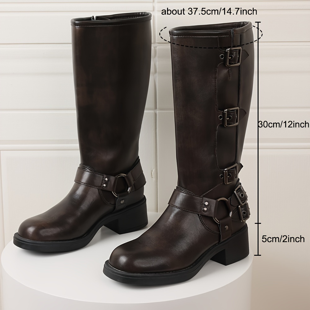 【INCHANT ME】Studded Vintage Buckle Long Boots 71D2M8jwGwL.jpg