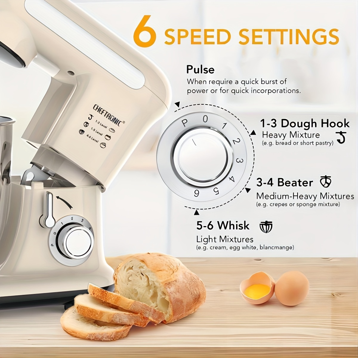 1pc kitchen machine 3 8 qt tilt head electric household stand mixer 300w 6 p speed multifunctional kitchen stand up mixer with dough hook whisk food beater and butter beater details 5