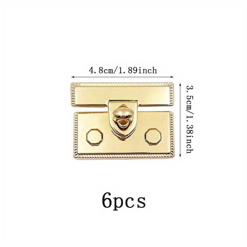 6pcs Metal Rectangular Bag Lock, Lady's Shoulder Bag Twist Lock Fashionable Versatile Square Handbag Rotating Closure Hardware Accessories Diy Wallet Making, Diy Wallet Making