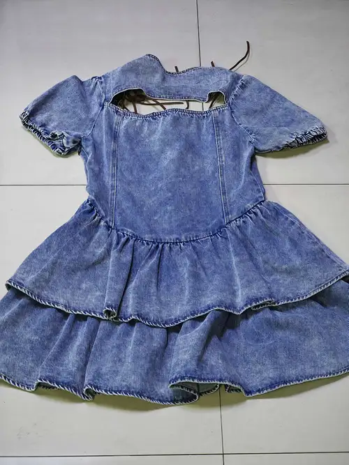 빈티지 스퀘어 넥 반팔 플레어 헴 핏 드레스, a82397, 여성용