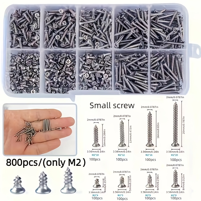Image of 800 M2 Self-tapping Screw Set, Cross Countersunk Head Woodworking Screws