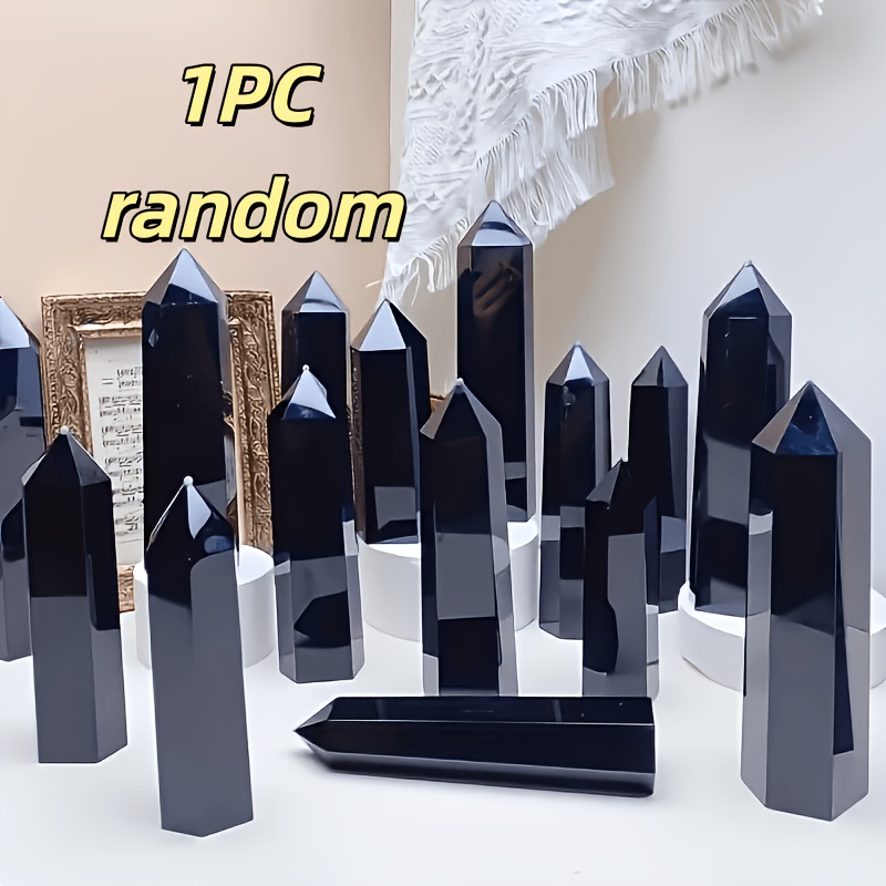 TEMU 1pc Random Obsidian Tower - Unique Black Synthetic Gemstone Tower - Perfect For Home Collection And Valentine's Day And Holiday Gifts, Office