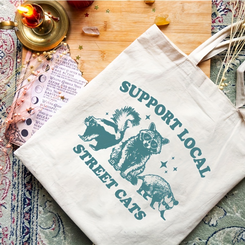 support local reusable canvas tote bag beige Temu Germany - Main Image