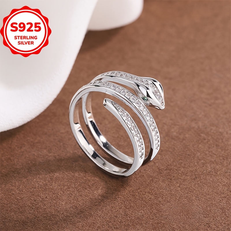 925 Snake Shape Entwined Open Ring Anti-Oxidation Packaging