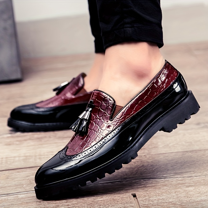 mens vintage wingtip tassel brogue slip dress loafers - Temu display picture 3