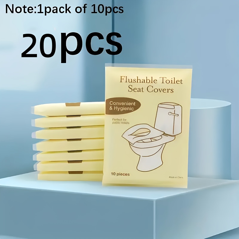 TEMU 20 piezas (2 paquetes) de protectores de asiento de inodoro desechables - Protectores de baño portátiles individualmente para viajes, hoteles y