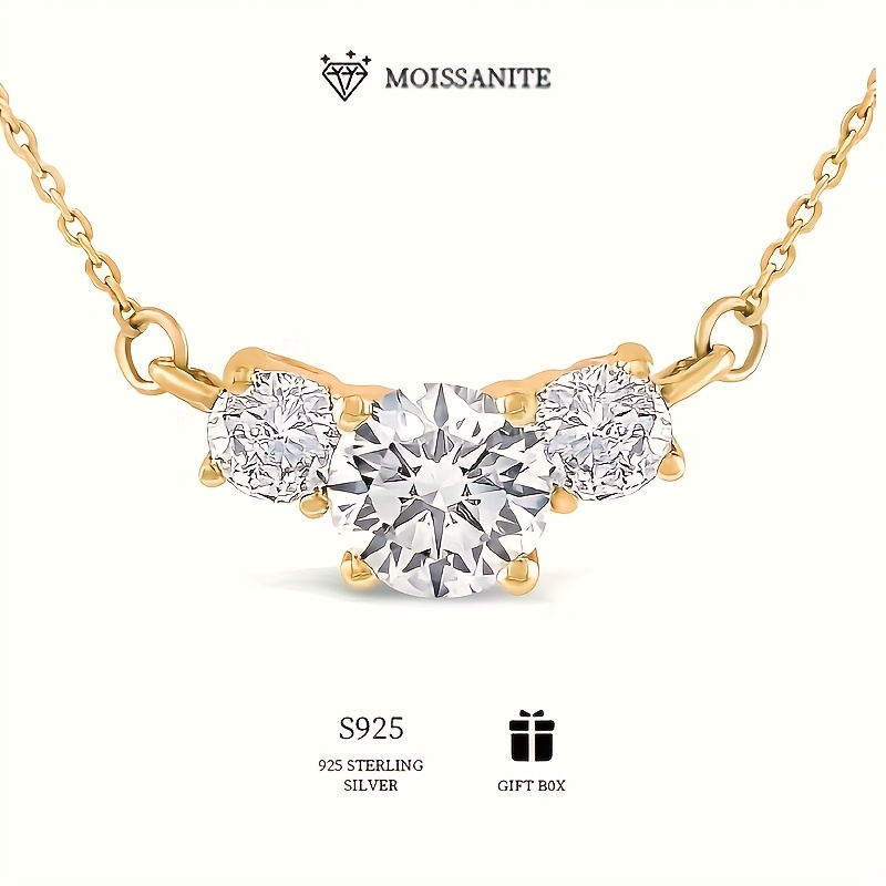 925 Sterling Silver Half Eternity Moissanite Pendant Necklace