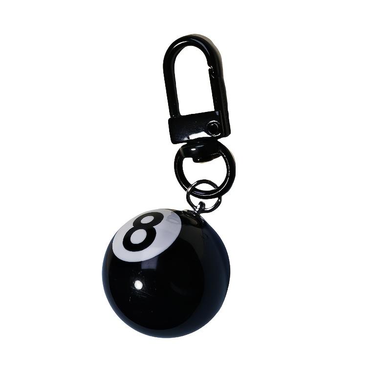 

1pc Snooker Black 8 Ball Keychain - Stainless Steel & Resin, Sports Themed Round With Closure For Bags, Backpacks & Car Keys, Billiards Accessory, Snooker Accessories