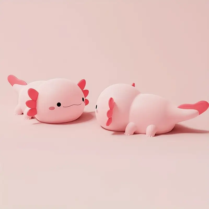 anime axolotl night light cute silicone pink dimmable rechargeable led with 1200mah lithium battery usb charging touch lamp for christmas sleep bedside room decor Product details 5