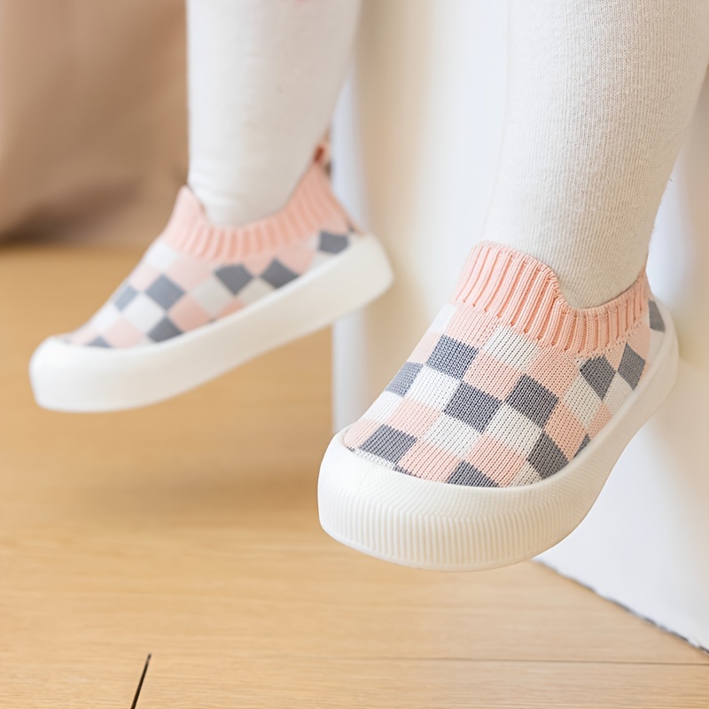 

Casual Comfortable Slip On Plaid Woven Shoes For Baby Girls, Breathable Non-slip Walking Shoes For All Seasons